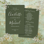 Olive Green Signature Script Wedding Program<br><div class="desc">Olive green signature script wedding program featuring chic modern typography,  this stylish wedding program can be personalized with your special wedding day information. Designed by Thisisnotme©</div>