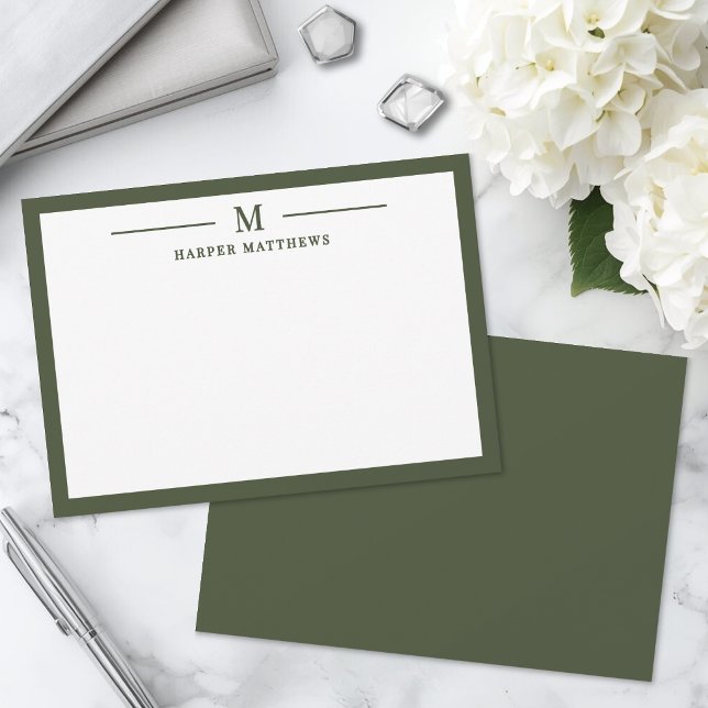 Olive Green Simple Classic Personalized Card (Olive Green Simple Classic Personalized Note Card )