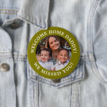 Olive Green Simple Message Arched Text and Photo 4 Inch Round Button<br><div class="desc">Personalize this olive green border round button magnet with your own message or names and share a favourite photo with the world,  wherever you may go. This button is great for rallies,  events,  deployment returns,  social events,  graduations and so much more!</div>