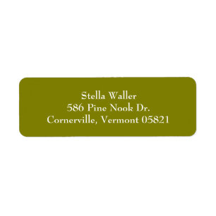 Olive Green Simple Plain Return Address Labels