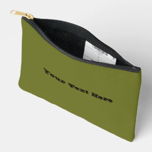 Olive Green Solid Colour Accessory Pouch