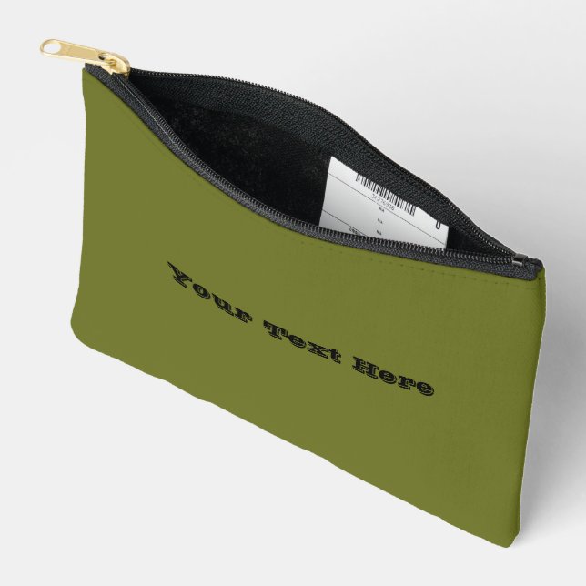 Olive Green Solid Colour Accessory Pouch (Open)