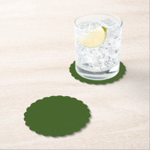 Olive green solid colour paper coaster