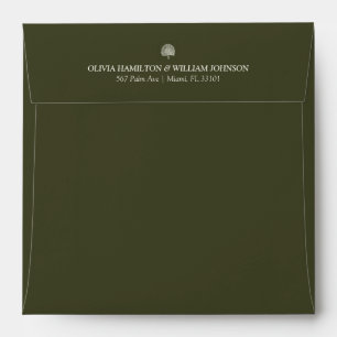 Olive Green Square Minimalist Wedding Envelope