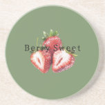 Olive Green Strawberries Berry Sweet Coaster<br><div class="desc">Olive Green Strawberries Berry Sweet</div>