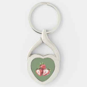 Olive Green Strawberries Berry Sweet   Keychain