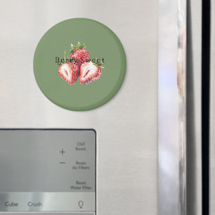 Olive Green Strawberries Berry Sweet Magnet