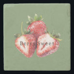 Olive Green Strawberries Berry Sweet   Stone Coaster<br><div class="desc">Olive Green Strawberries Berry Sweet</div>