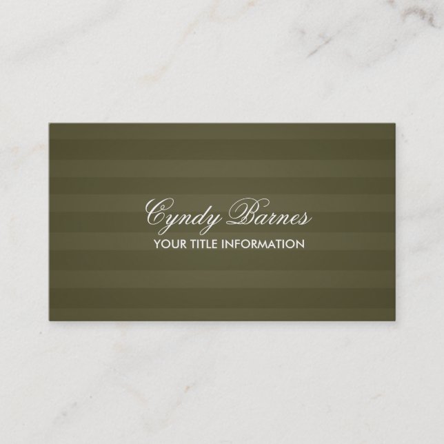 Olive Green Stripe Business Card (Front)