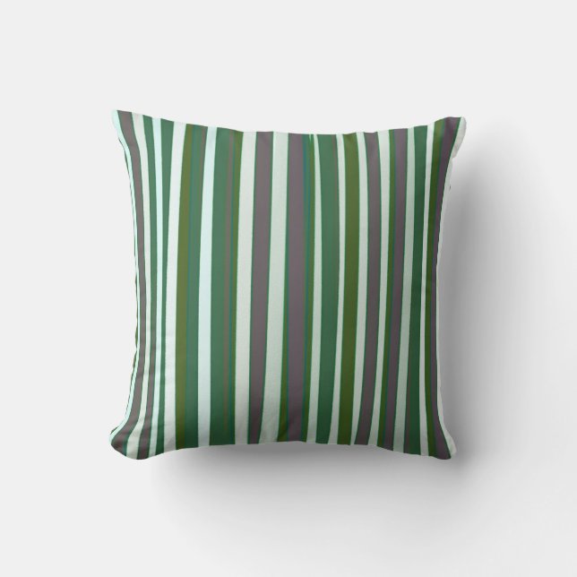 Olive Green Striped Abstract acrylic painting Throw Pillow (Front)