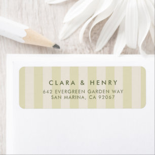 Olive Green Striped Monogram Return Address Label