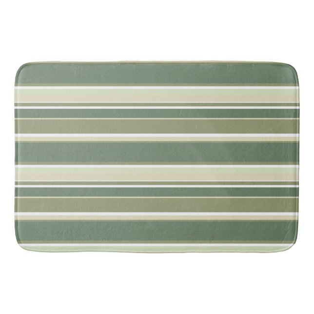 Olive green stripes bath mat (Front)