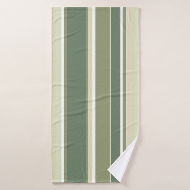 Olive green stripes bath towel (Bath Towel)