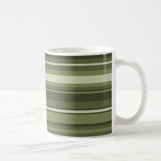 Olive green stripes coffee mug (Right)