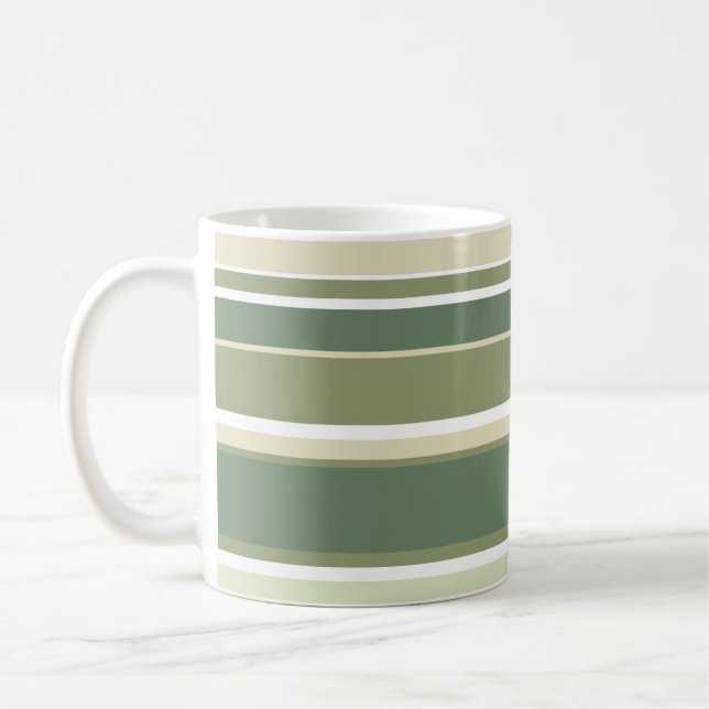 Olive green stripes coffee mug (Left)