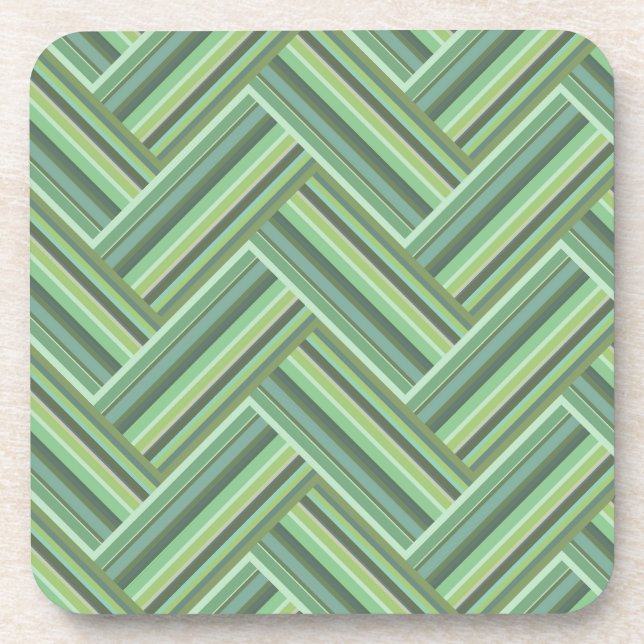 Olive green stripes double weave coaster (Front)