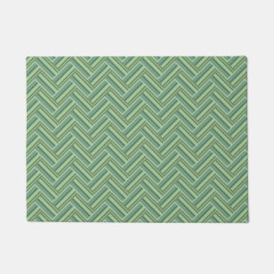 Olive green stripes double weave doormat