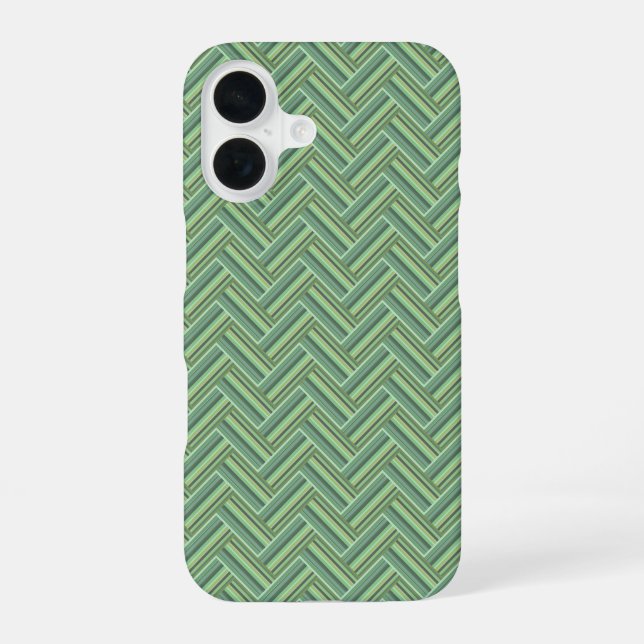 Olive green stripes double weave iPhone 16 case (Back)