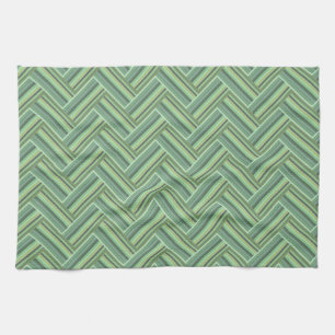 Olive green stripes double weave kitchen towel