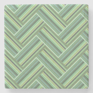 Olive green stripes double weave stone coaster