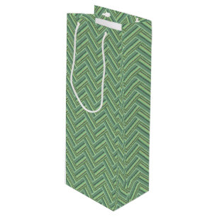 Olive green stripes double weave wine gift bag
