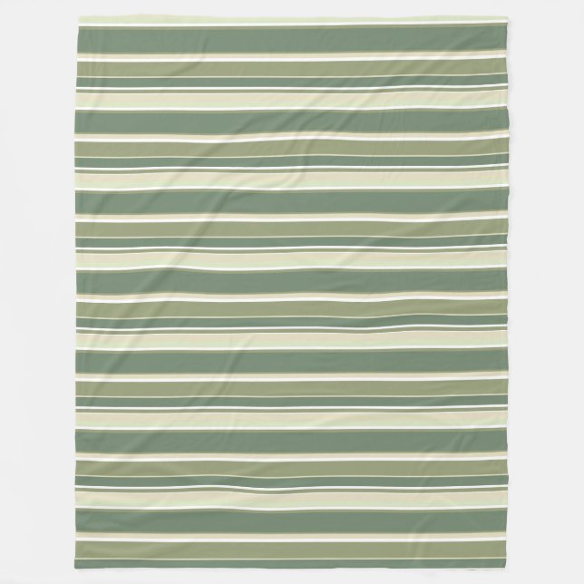 Olive green stripes fleece blanket (Front)