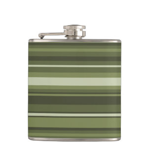 Olive green stripes hip flask