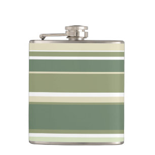 Olive green stripes hip flask