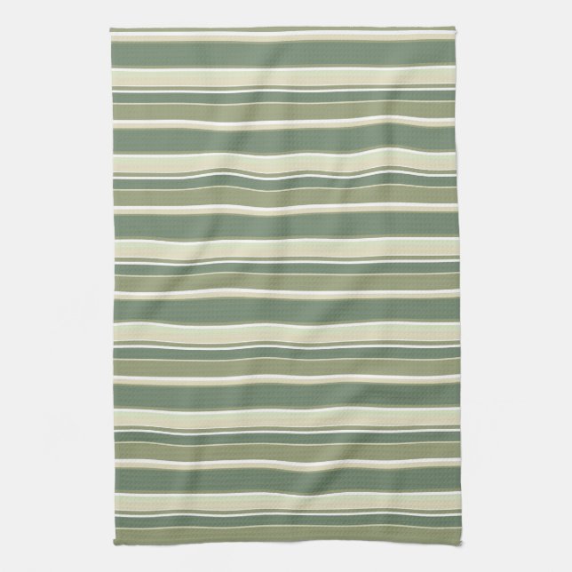 Olive green stripes kitchen towel (Vertical)