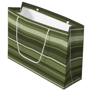 Olive green stripes large gift bag