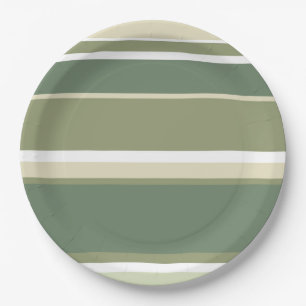 Olive green stripes paper plate