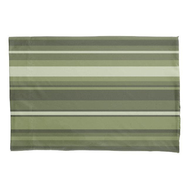 Olive green stripes pillowcase (Front)