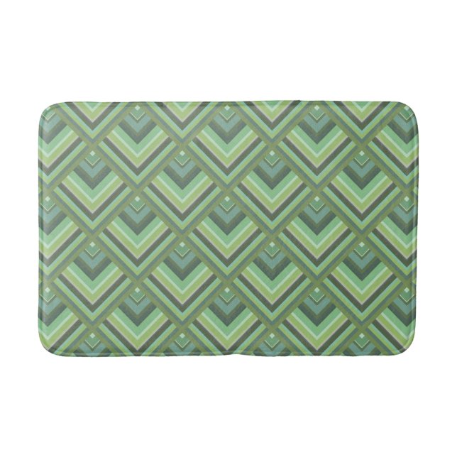 Olive green stripes scale pattern bath mat (Front)