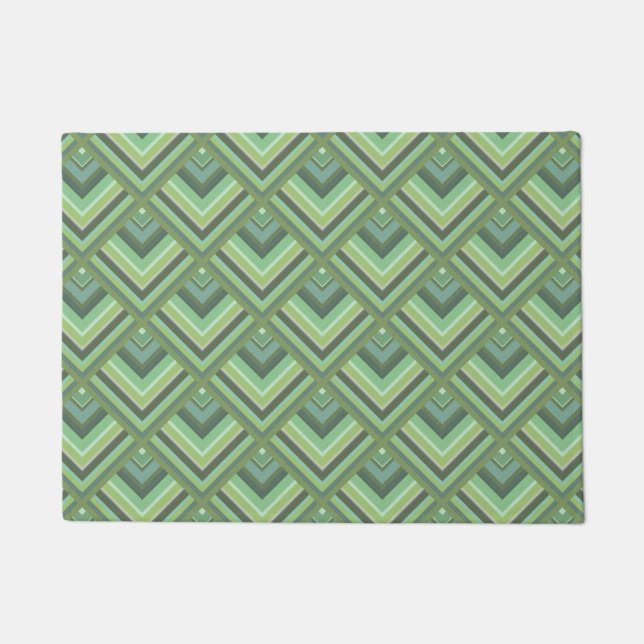 Olive green stripes scale pattern doormat (Front)