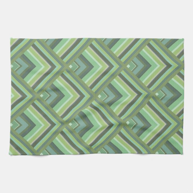 Olive green stripes scale pattern kitchen towel (Horizontal)