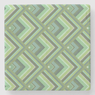 Olive green stripes scale pattern stone coaster