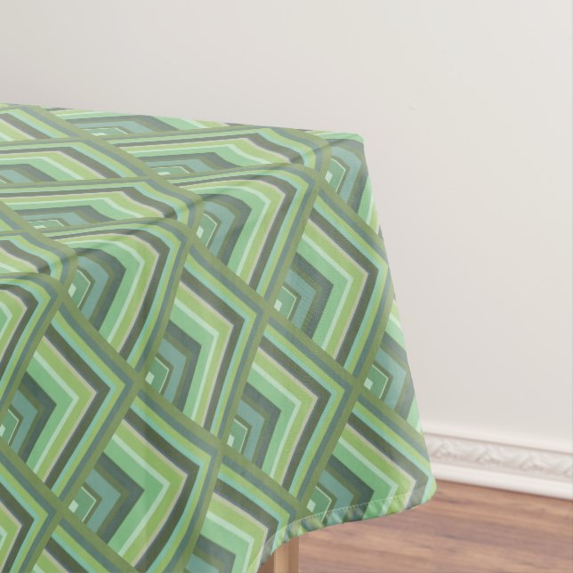 Olive green stripes scale pattern tablecloth (In Situ)