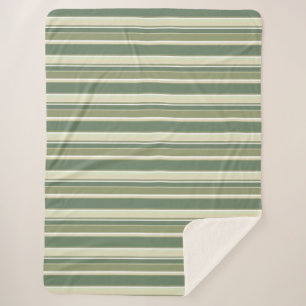 Olive green stripes sherpa blanket
