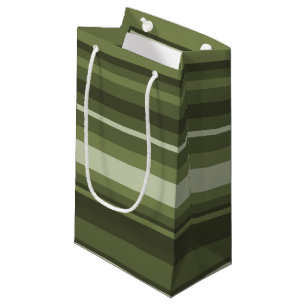 Olive green stripes small gift bag