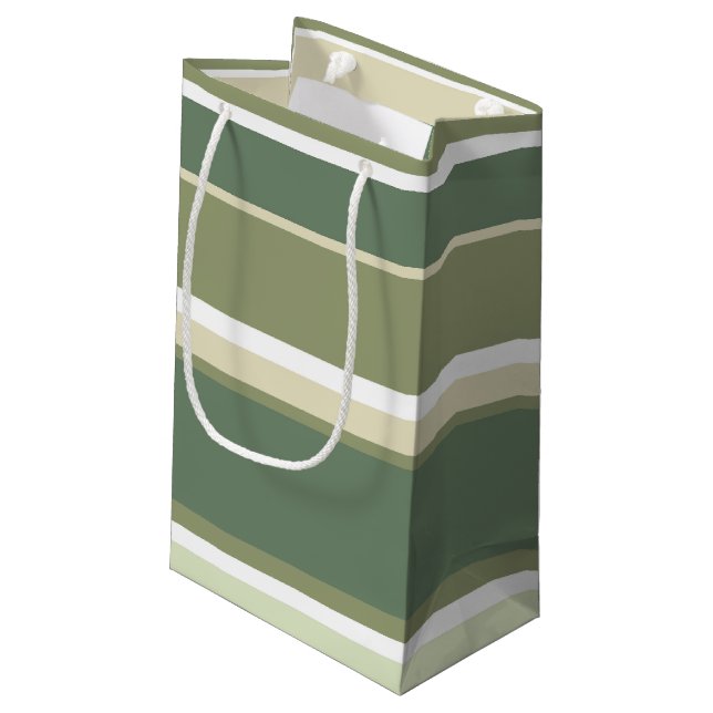 Olive green stripes small gift bag (Back Angled)