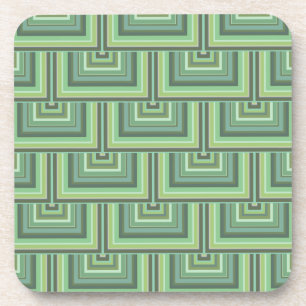 Olive green stripes square scales pattern coaster