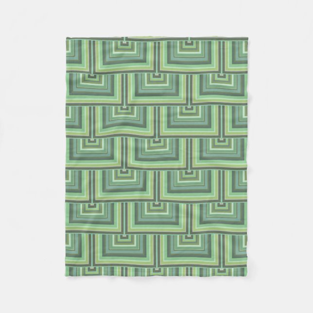 Olive green stripes square scales pattern fleece blanket (Front)