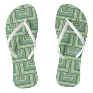 Olive green stripes square scales pattern flip flops