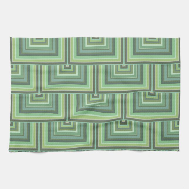 Olive green stripes square scales pattern kitchen towel (Horizontal)