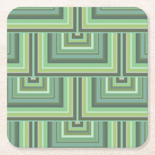 Olive green stripes square scales pattern paper coaster