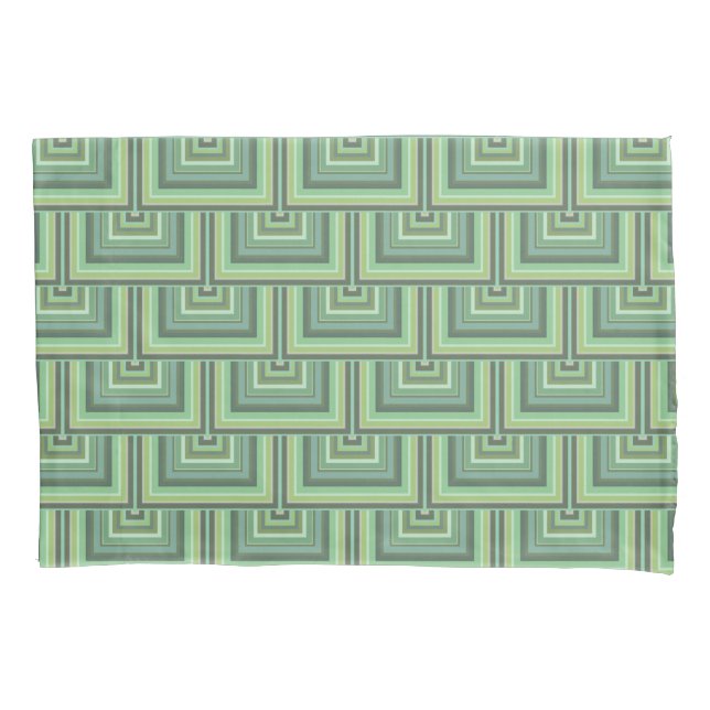 Olive green stripes square scales pattern pillowcase (Front)