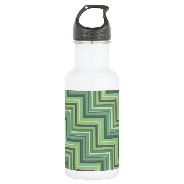 Olive green stripes stairs pattern 532 ml water bottle (Front)