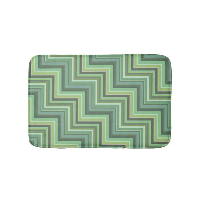 Olive green stripes stairs pattern bath mat (Front)