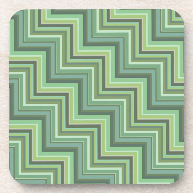 Olive green stripes stairs pattern coaster (Front)