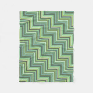 Olive green stripes stairs pattern fleece blanket
